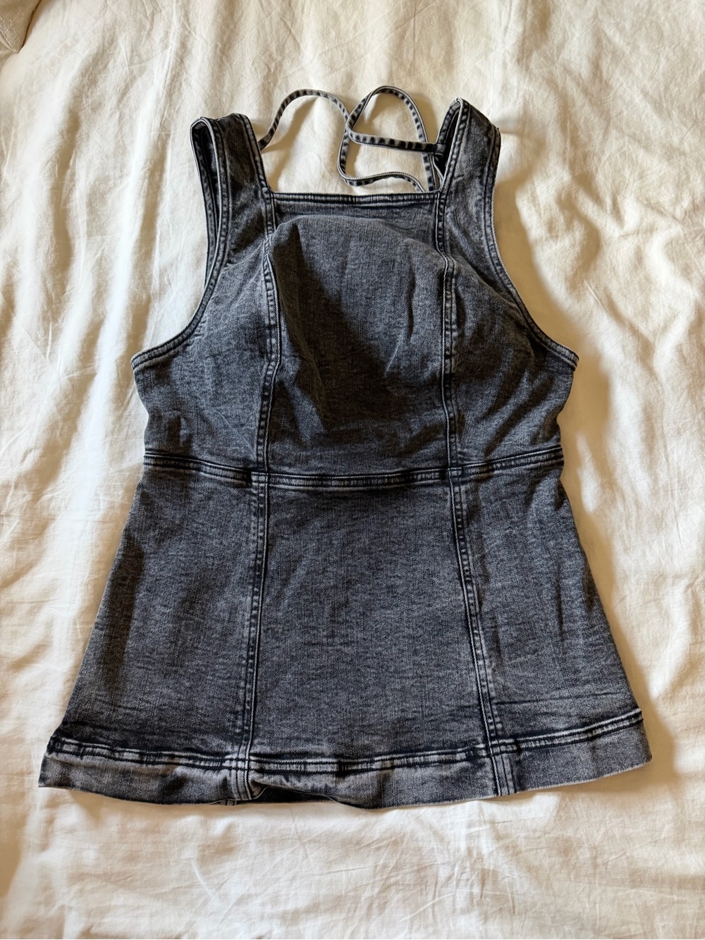 Free People Dark Denim Open Back Top